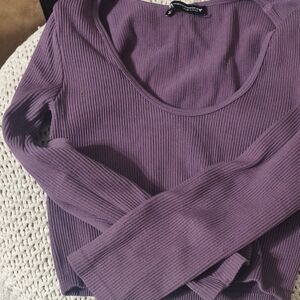 Zara Purple Ribbed Long Sleeve Top